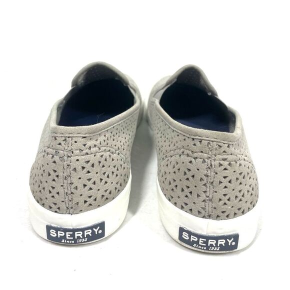 Sperry Top Sider Gray Seaside Perforated Casual Slip On Flats Loafer Women 7.5 - Picture 4 of 6